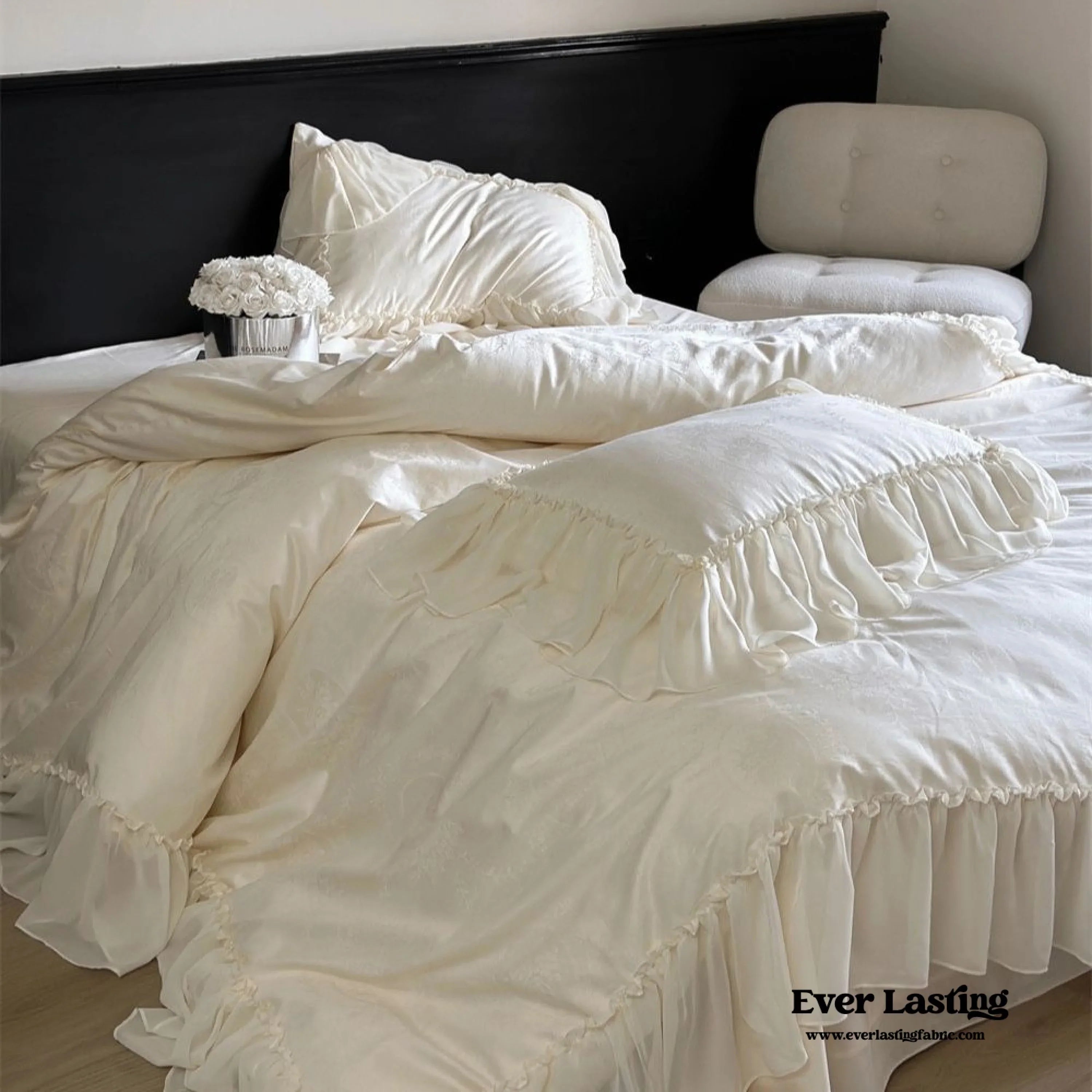 Airy Silky Floral Lace Bedding Set Ever Lasting