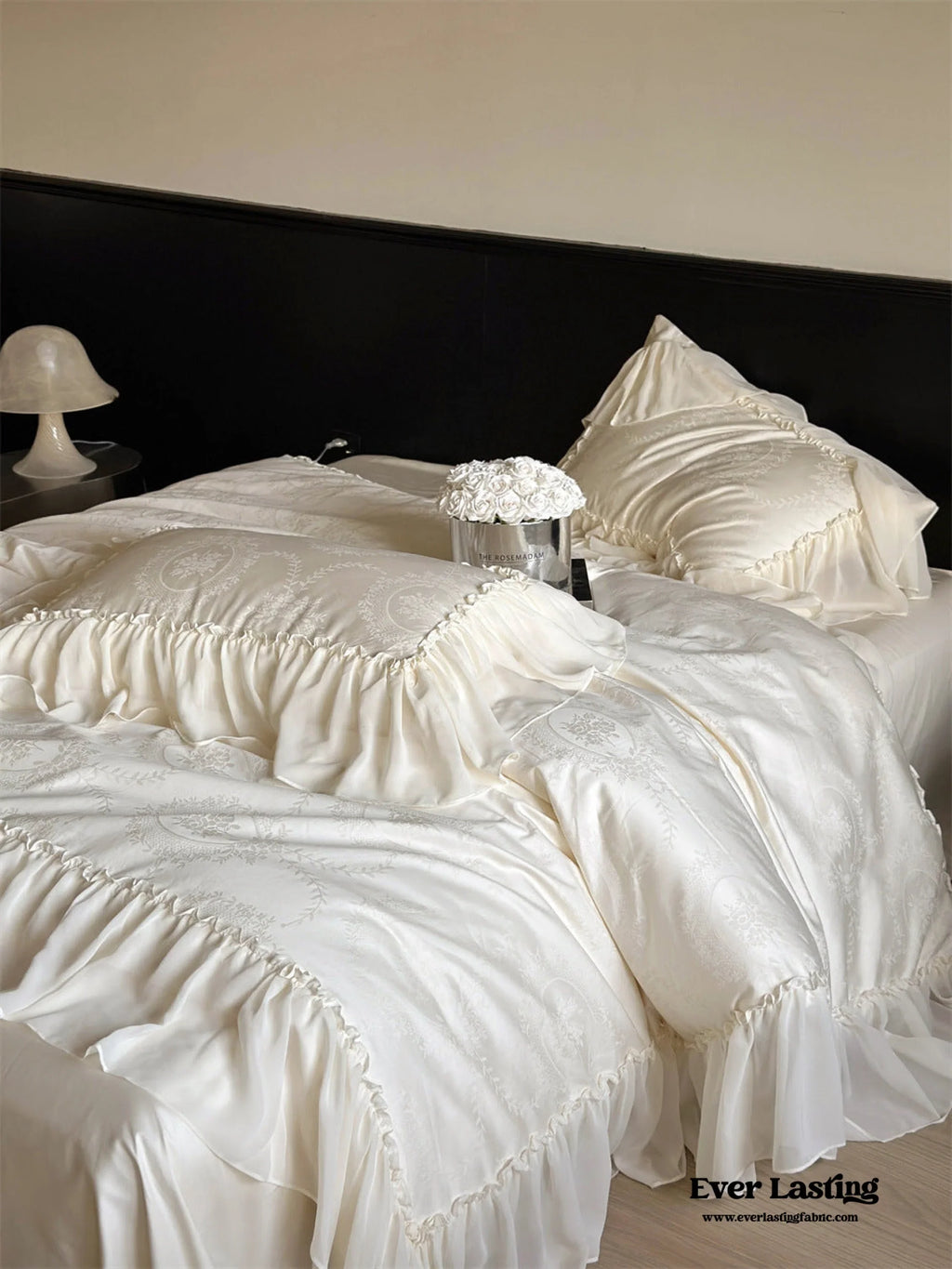 Airy Silky Floral Lace Bedding Set Ever Lasting