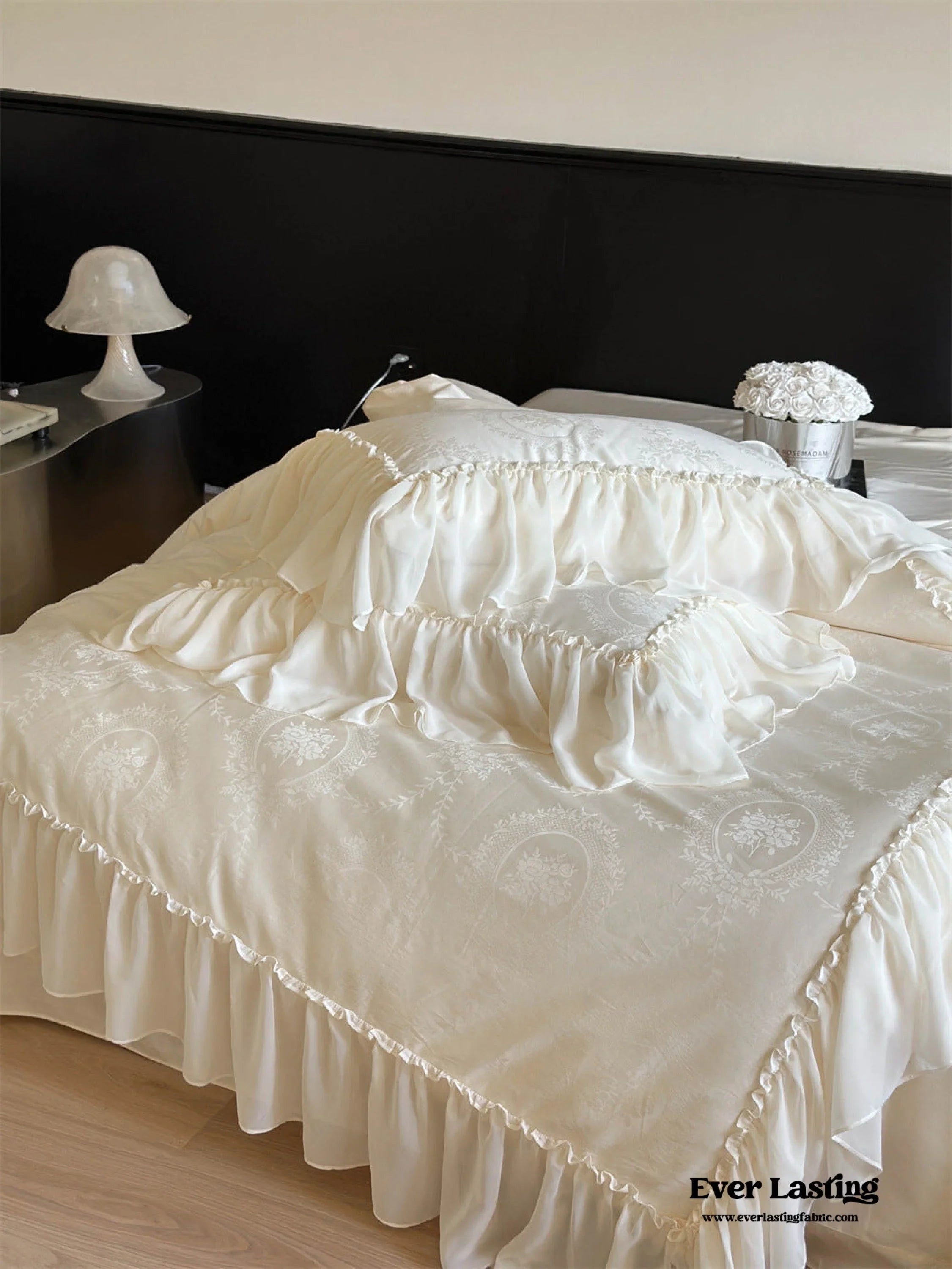 Airy Silky Floral Lace Bedding Set Ever Lasting