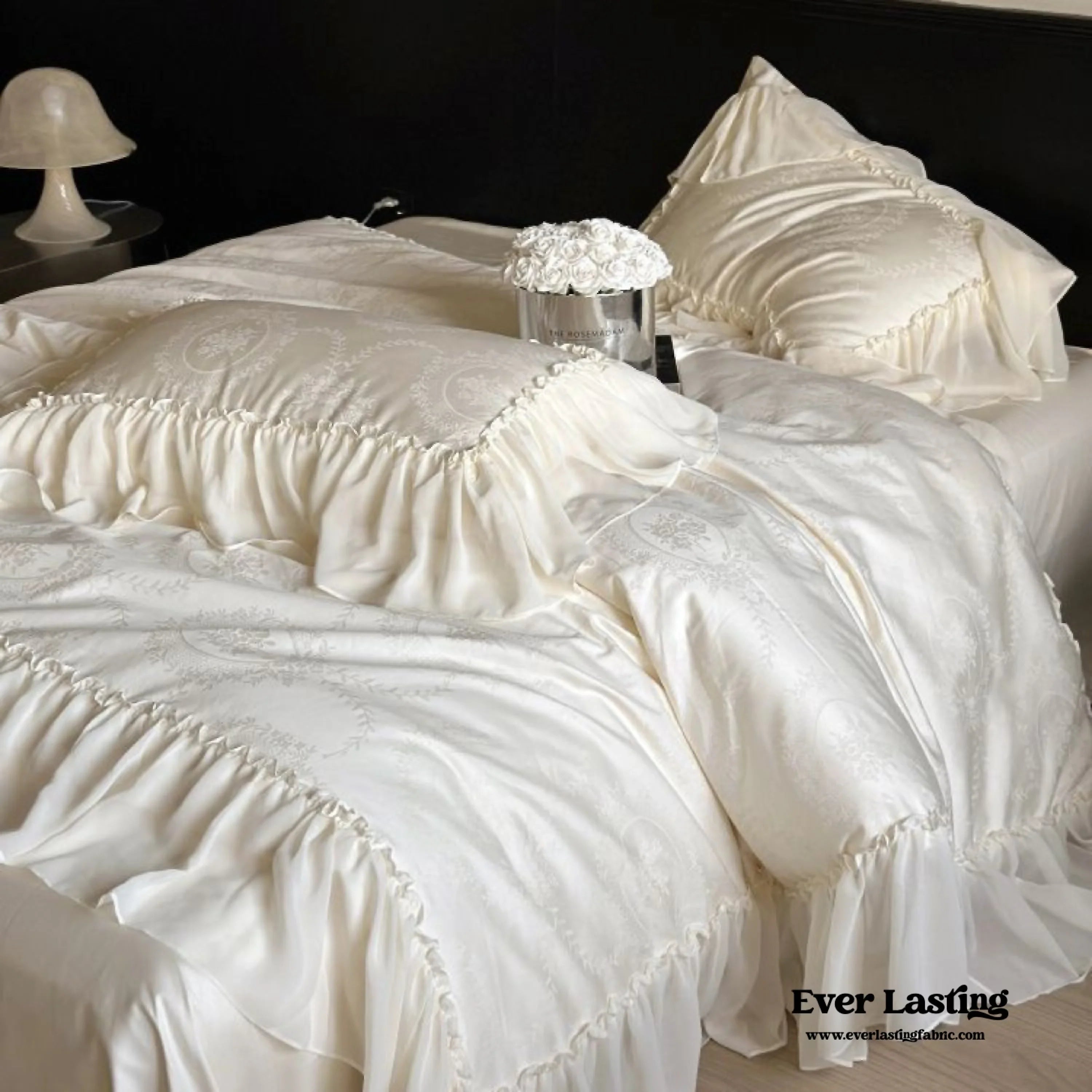 Airy Silky Floral Lace Bedding Set Ever Lasting