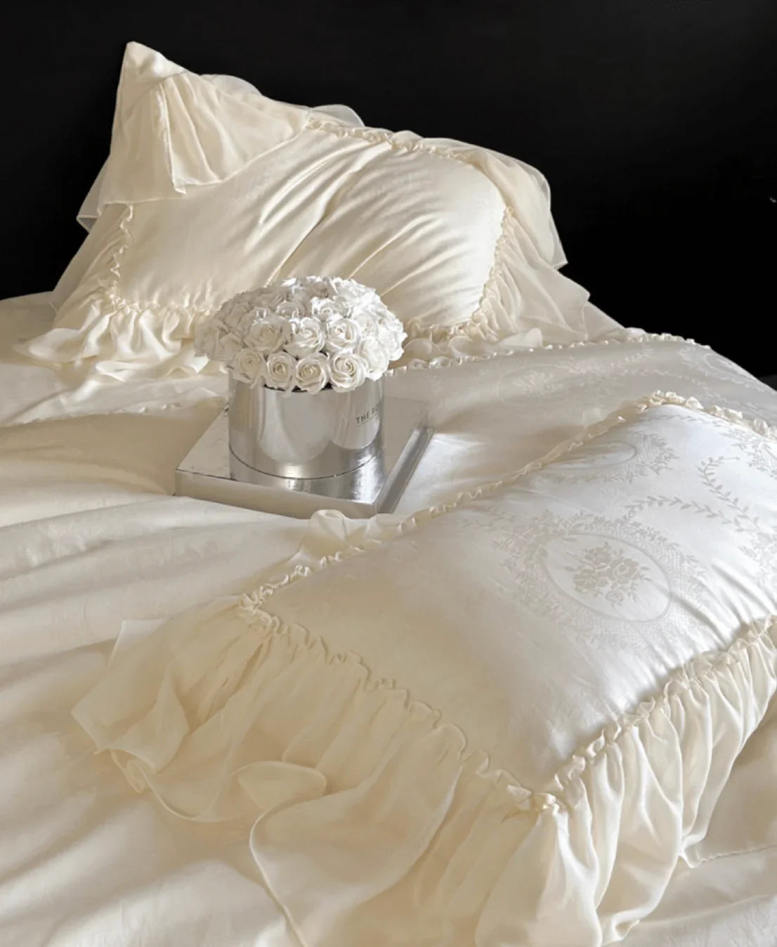 Airy Silky Floral Lace Bedding Set Ever Lasting