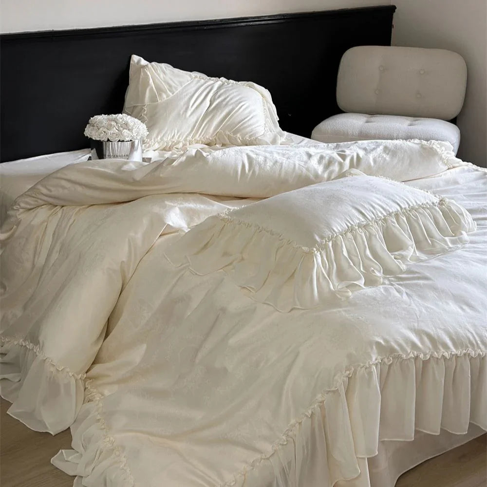 Airy Silky Floral Lace Bedding Set Ever Lasting