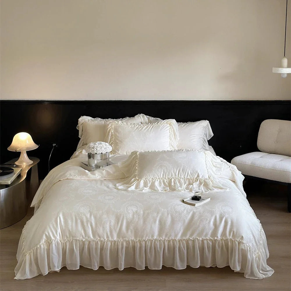 Airy Silky Floral Lace Bedding Set Ever Lasting