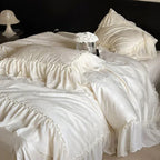 Airy Silky Floral Lace Bedding Set, back view - House Of Avana