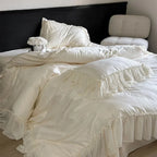 Airy Silky Floral Lace Bedding Set, side view - House Of Avana