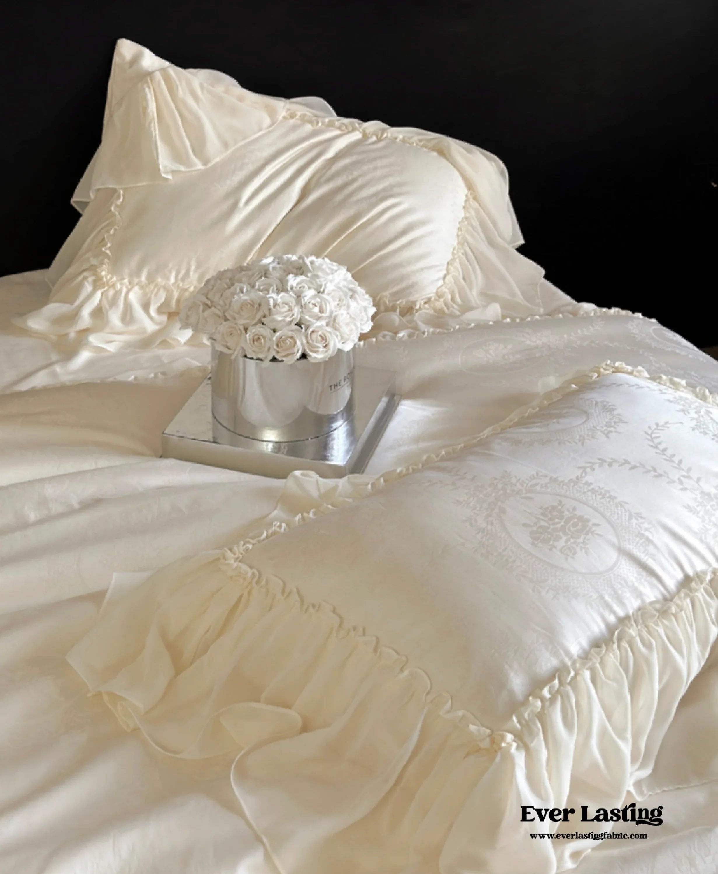 Airy Silky Floral Lace Bedding Set Ever Lasting