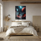 Alien Planet Landscape Glass Wall Art – Sci-fi Cosmic Uv Print Design-kafcd055, detail shot - House Of Avana