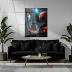 Alien Planet Landscape Glass Wall Art – Sci-fi Cosmic Uv Print Design-kafcd055, lifestyle image - House Of Avana