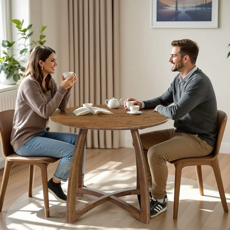 Alma 36 Inches Round Dining Table for 4, Mid-Century Modern Kitchen & Dining Room Tables