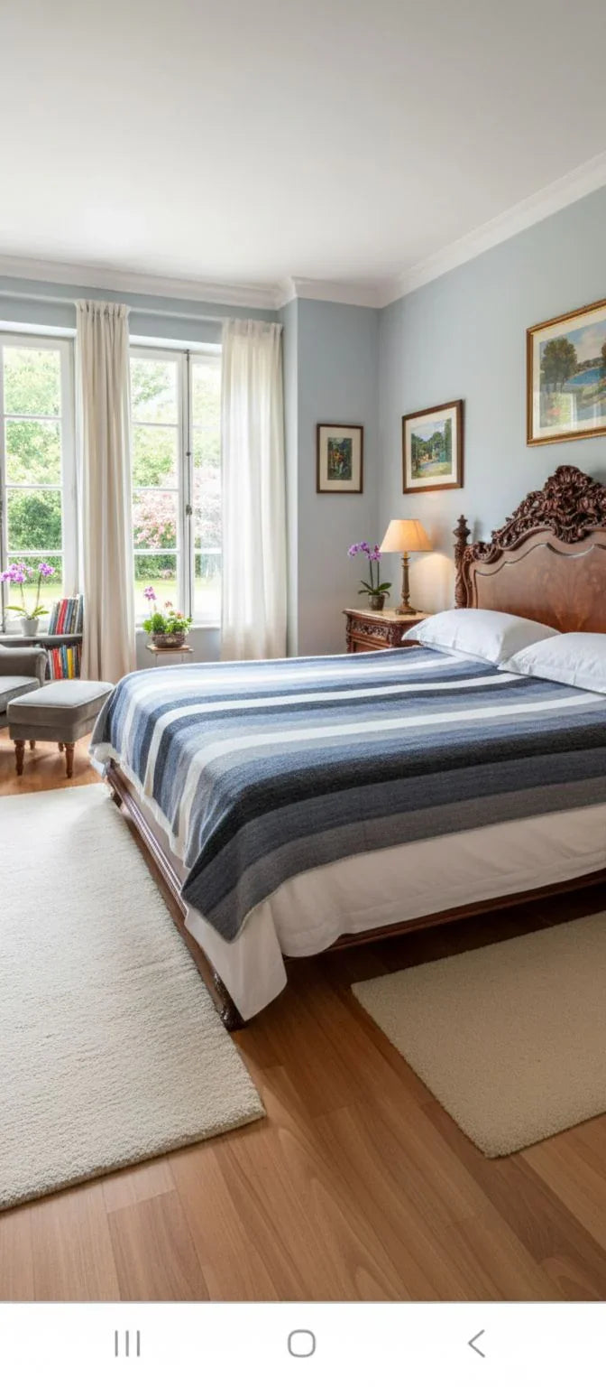 Alpaca Bed Blanket - Striped