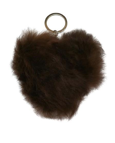 Alpaca Love Heart Shaped Fur Keychain