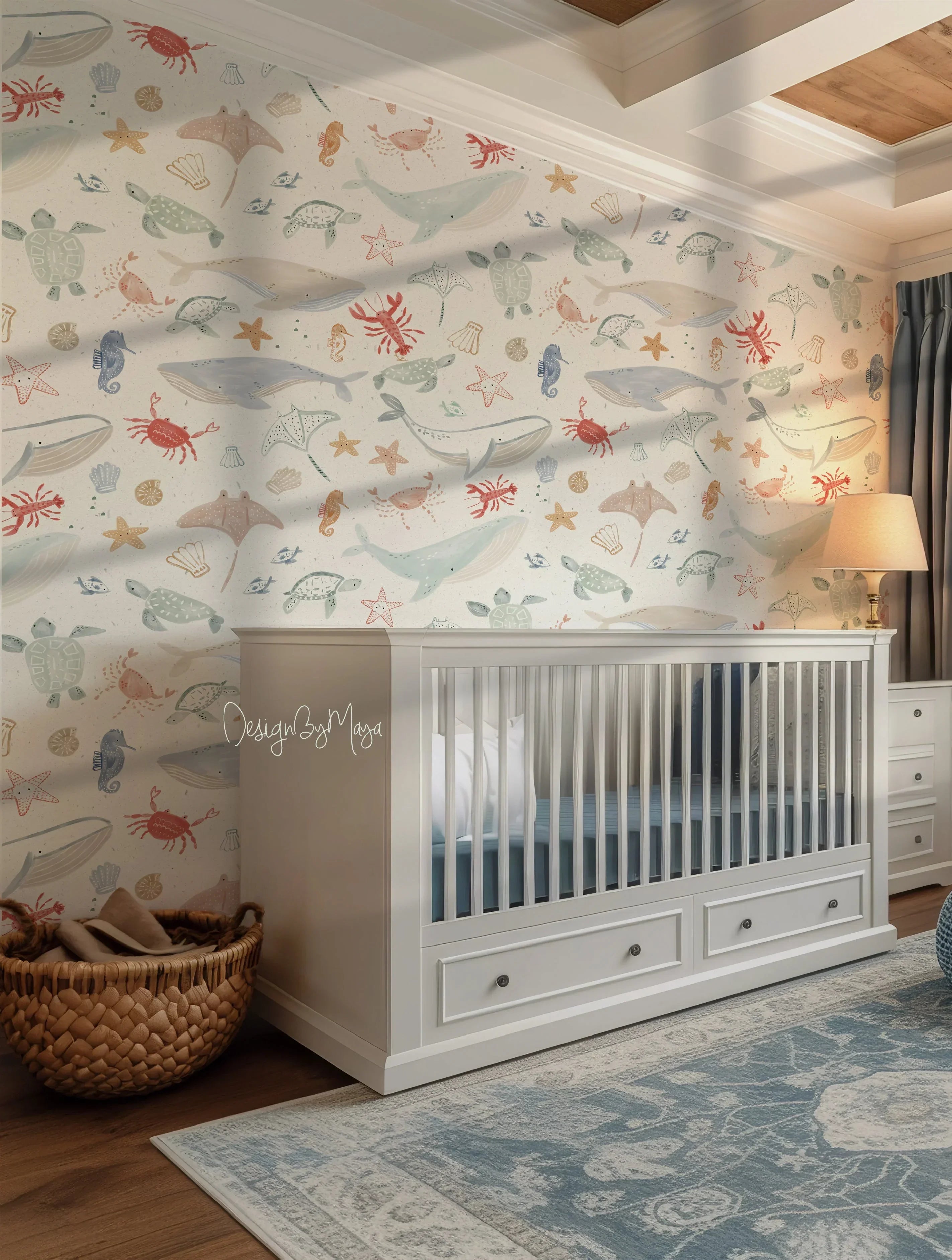 Alphabet Wallpaper - Nursery Wall Decor Wallpapers, side view - House Of Avana