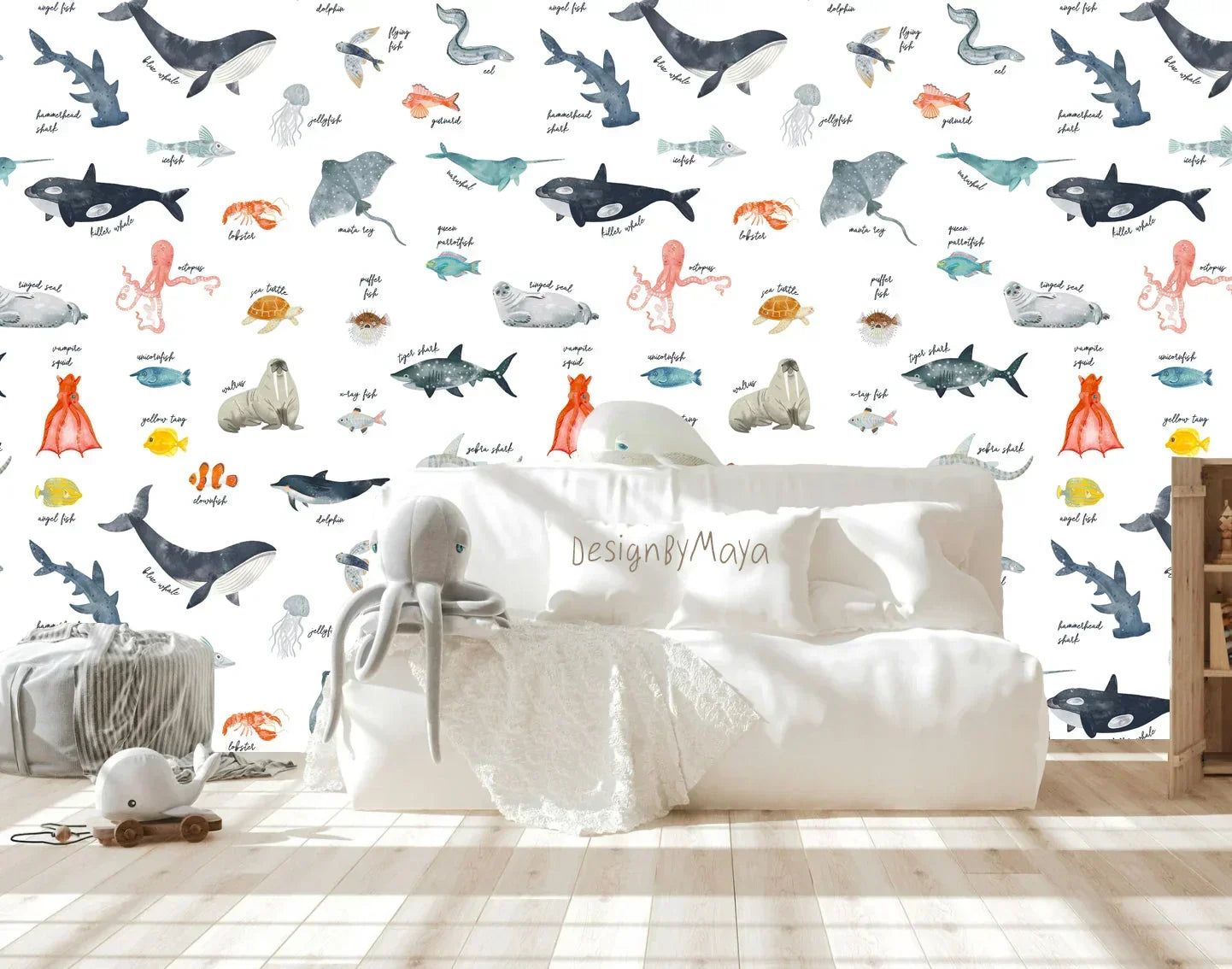 Alphabet Wallpaper - Nursery Wall Decor Wallpapers, top view - House Of Avana