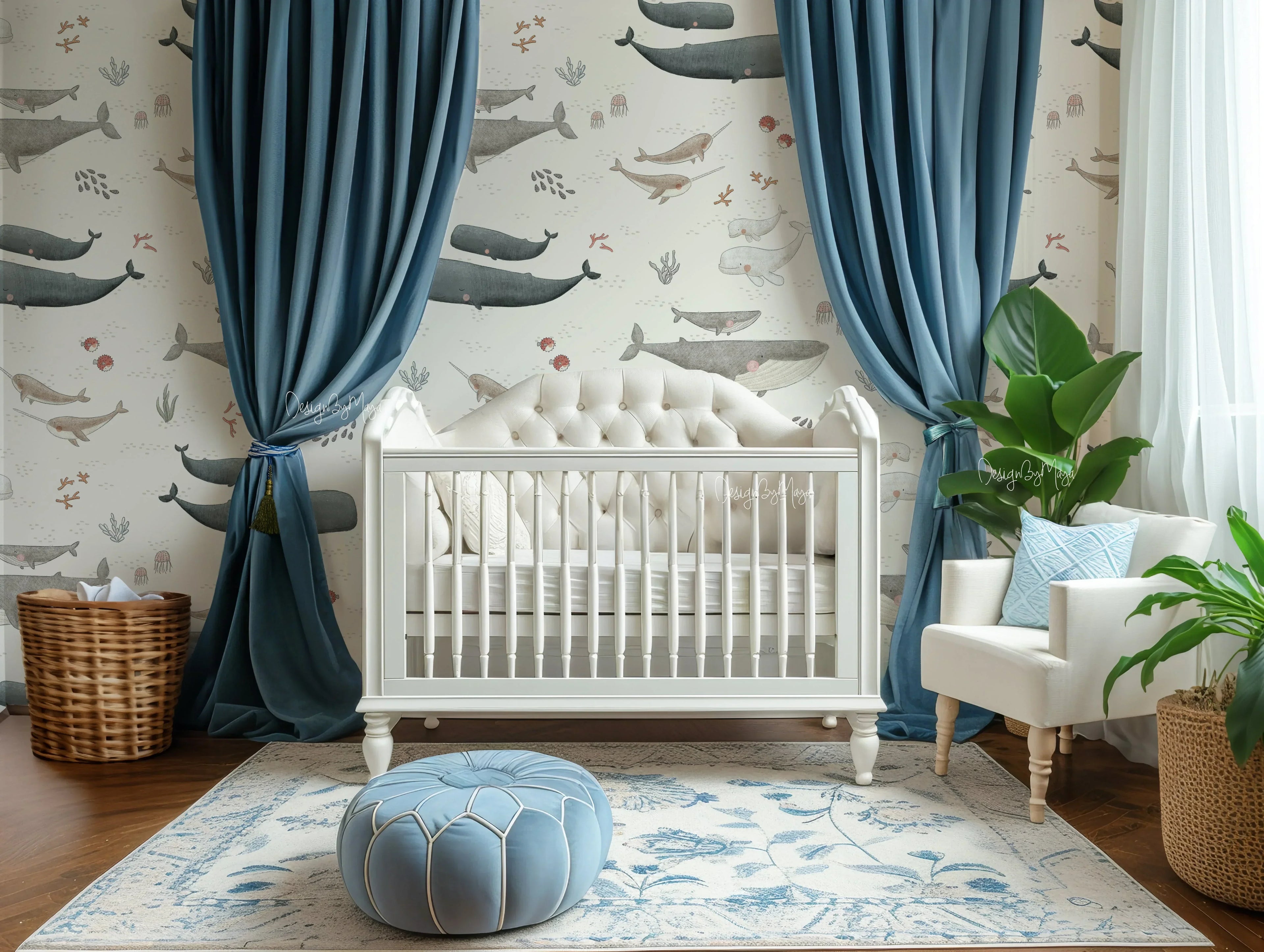 Alphabet Wallpaper - Nursery Wall Decor Wallpapers, angled view - House Of Avana