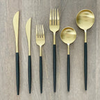 Altin Piece Flatware Set - Black and Gold, front view - House Of Avana