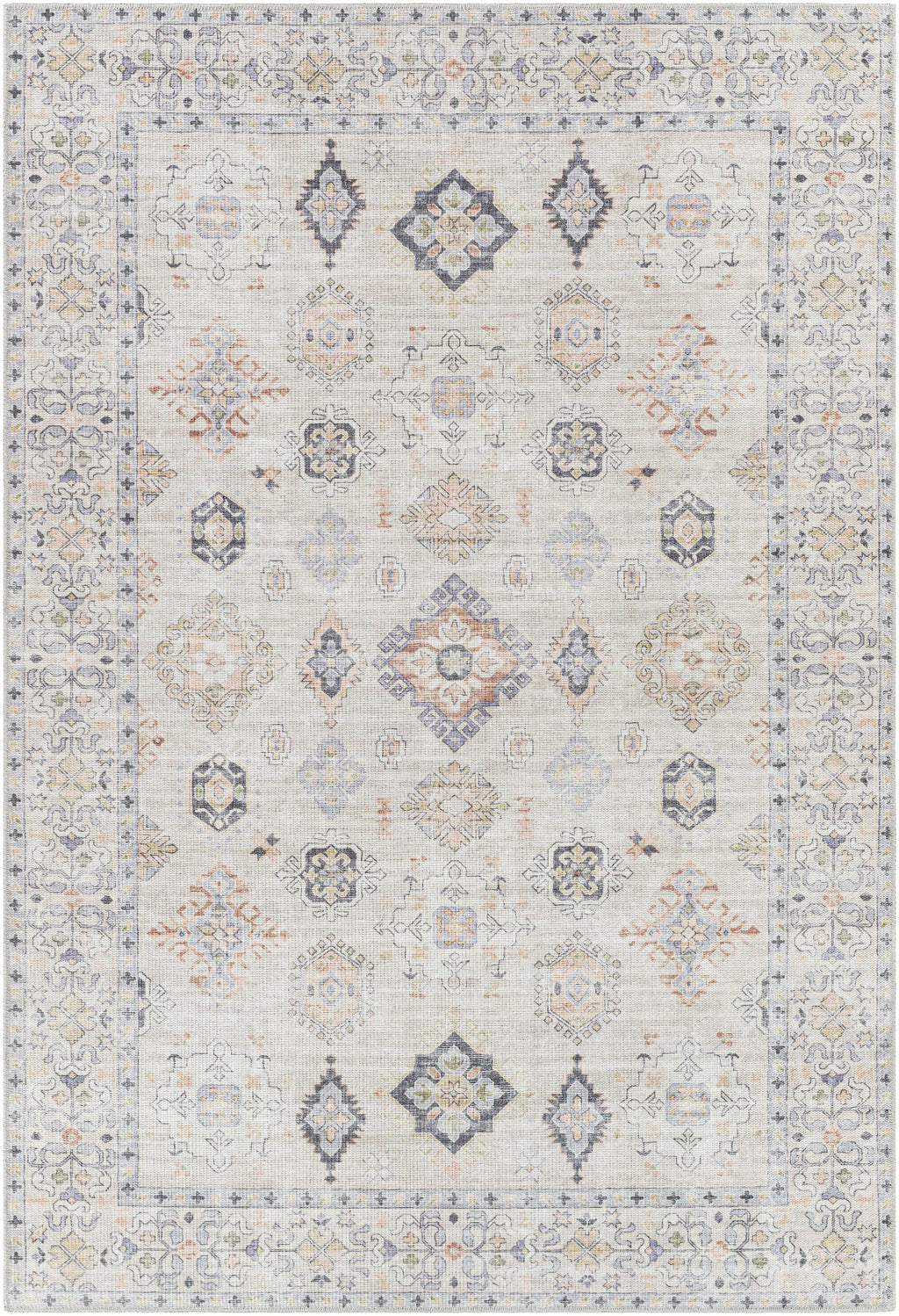 Beige Beckett Vintage Washable Area Rug Hauteloom