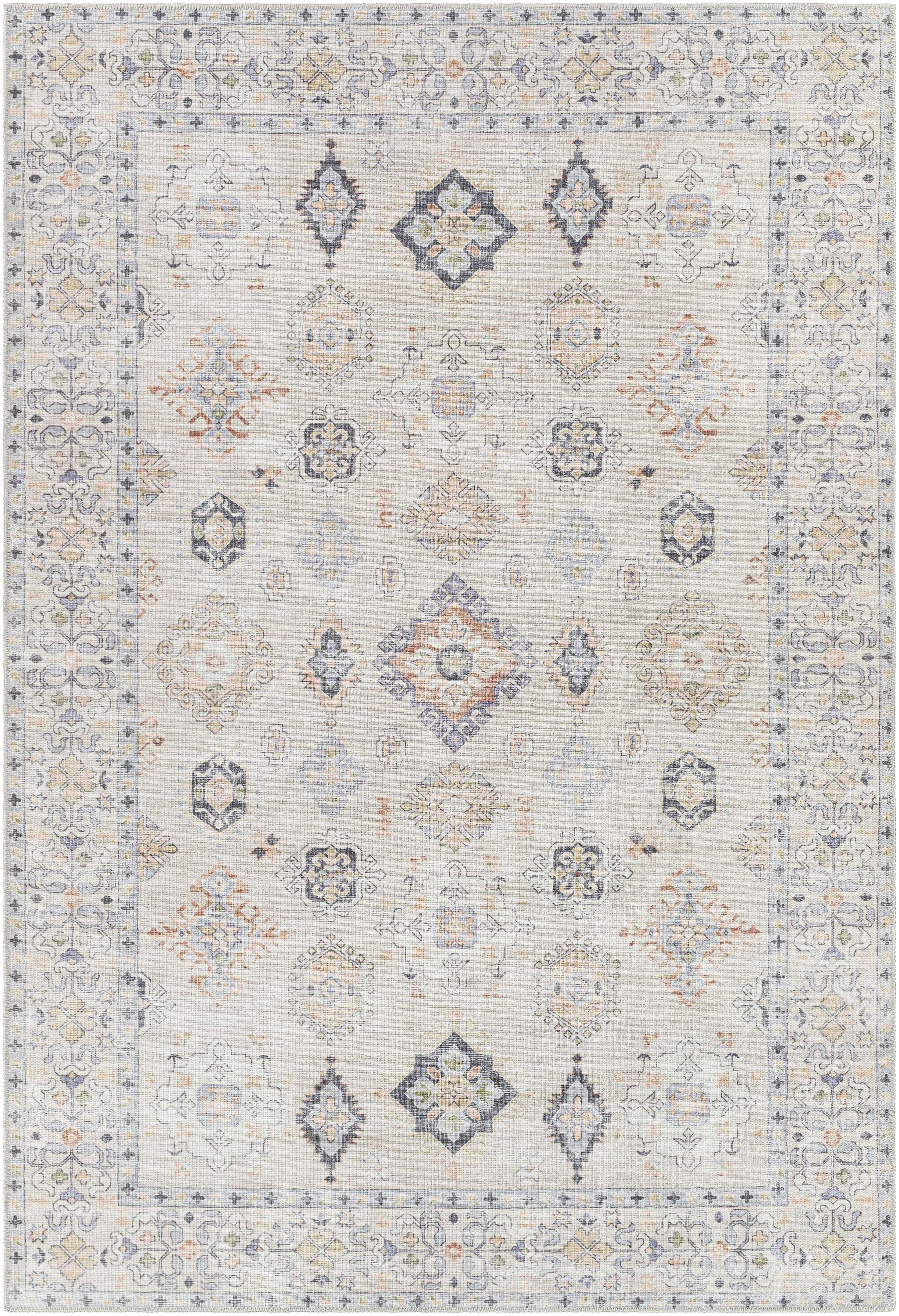 Beige Beckett Vintage Washable Area Rug Hauteloom
