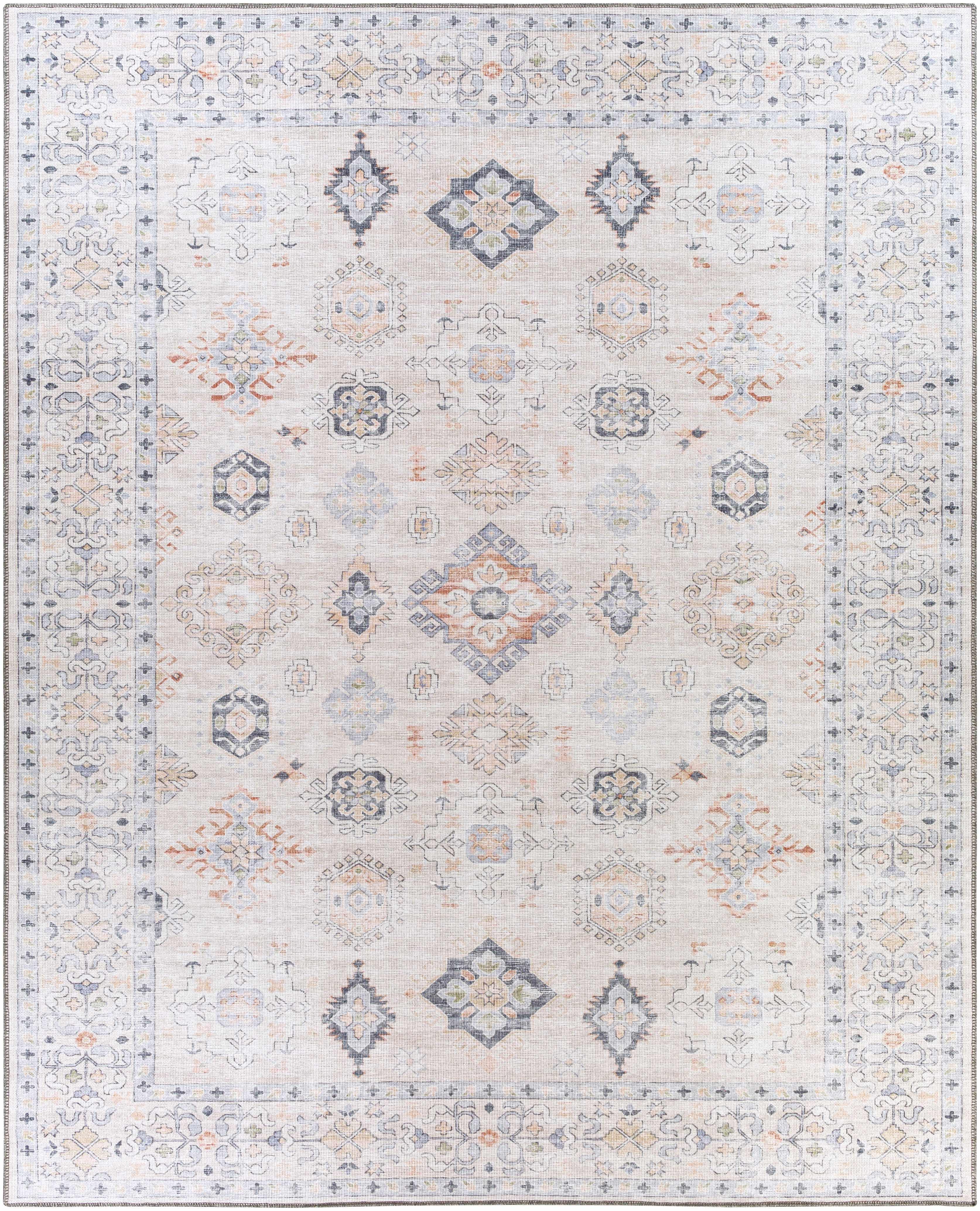Beige Beckett Vintage Washable Area Rug Hauteloom