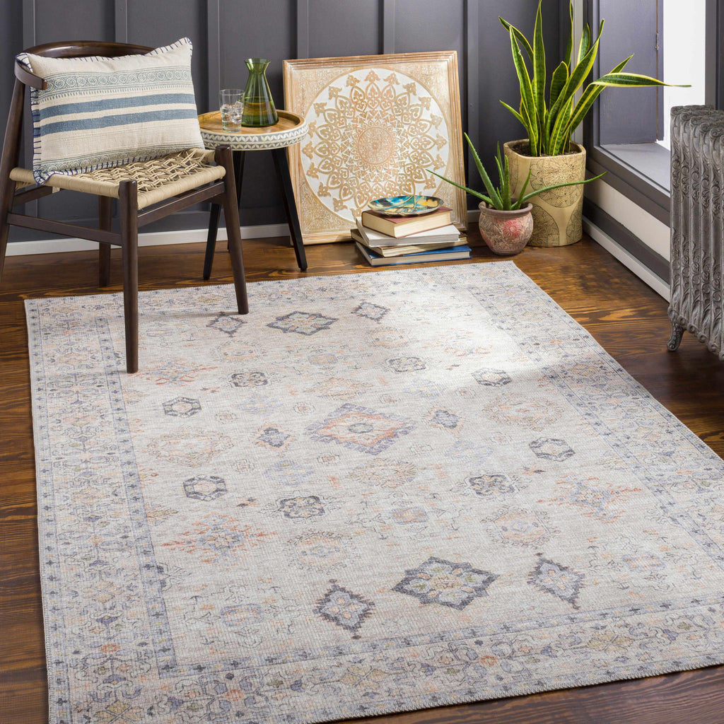 Beige Beckett Vintage Washable Area Rug Hauteloom