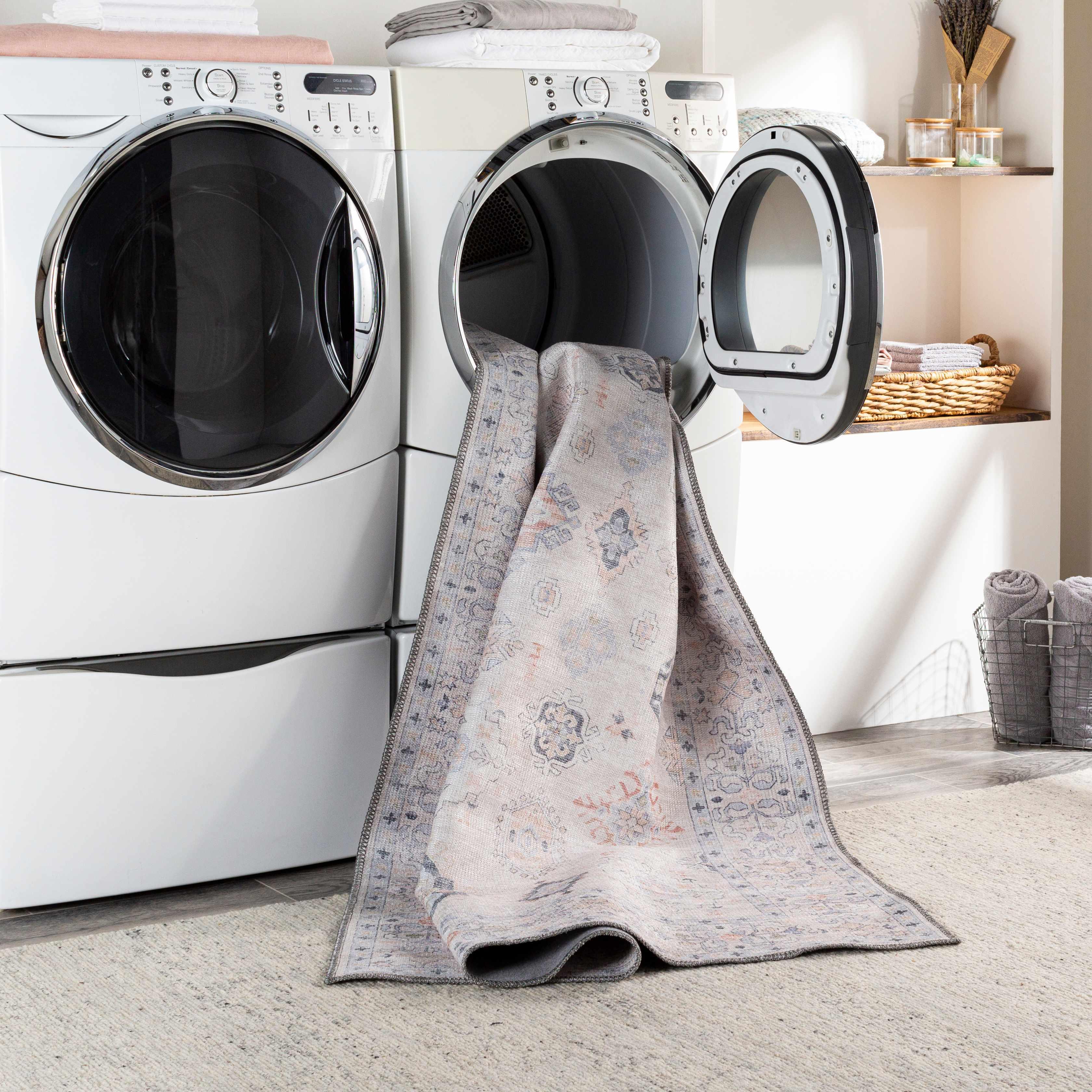 Beige Beckett Vintage Washable Area Rug Hauteloom