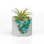 Amazonite Geode Planter Natural Stone Succulent Pot, top view - House Of Avana