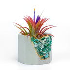 Amazonite Geode Planter Natural Stone Succulent Pot, angled view - House Of Avana