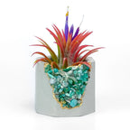 Amazonite Geode Planter Natural Stone Succulent Pot, angled view - House Of Avana