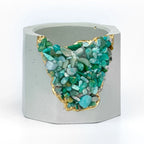 Amazonite Geode Planter Natural Stone Succulent Pot, angled view - House Of Avana
