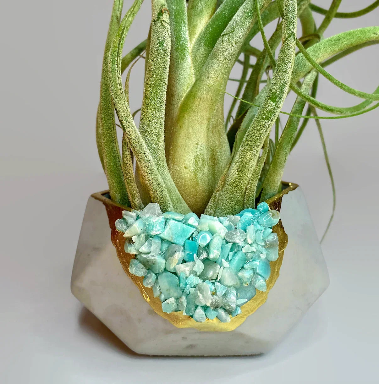 Amazonite Geometric Planter Ceramic Succulent Pot Modern Home Decor, front view - House Of Avana