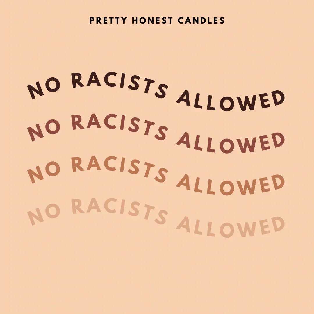 Amber and Vanilla Candle - No Racists Allowed Soy Candle, front view - House Of Avana