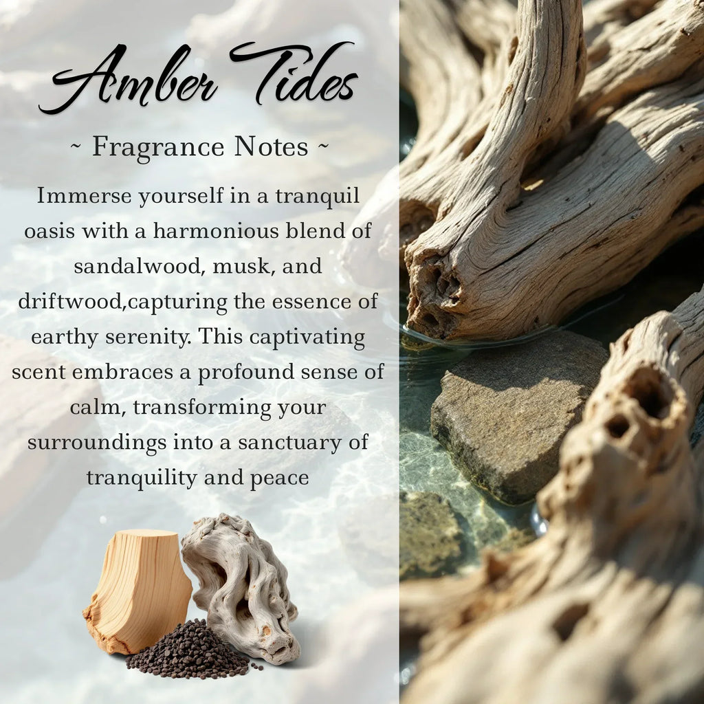 Amber Tides, Premium Coconut-Soy Wax Tea Light Crystal Candle, 1oz