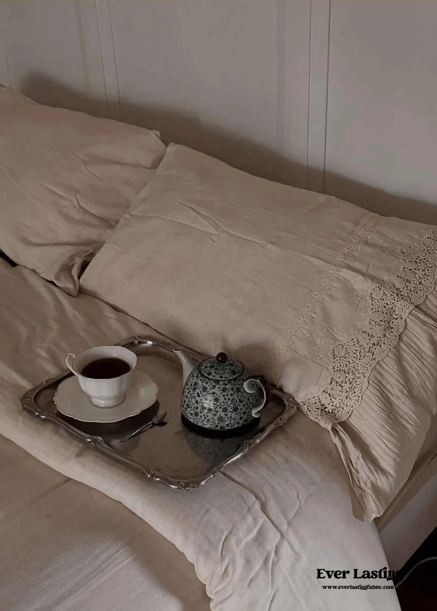 Amelie Lace Embroidered Linen Cotton Bedding Set Ever Lasting