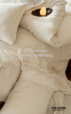 Amelie Lace Embroidered Linen Cotton Bedding Set Ever Lasting