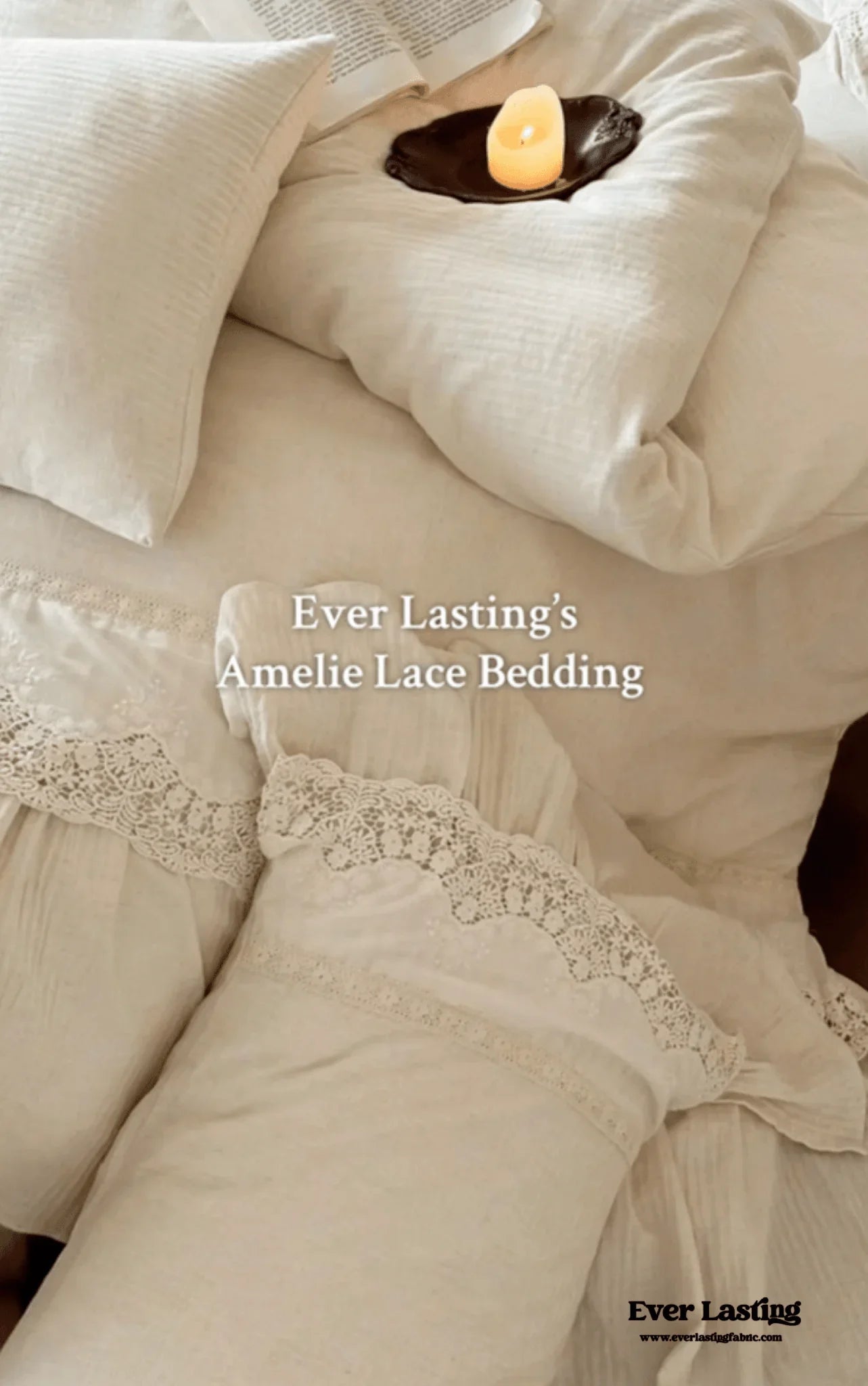 Amelie Lace Embroidered Linen Cotton Bedding Set Ever Lasting