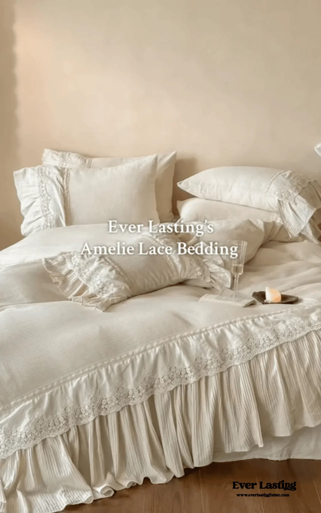 Amelie Lace Embroidered Linen Cotton Bedding Set Ever Lasting