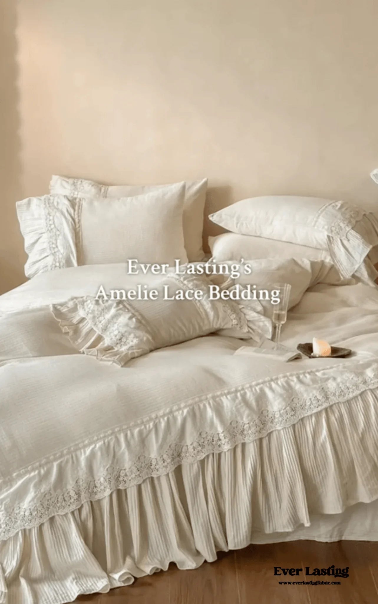 Amelie Lace Embroidered Linen Cotton Bedding Set Ever Lasting