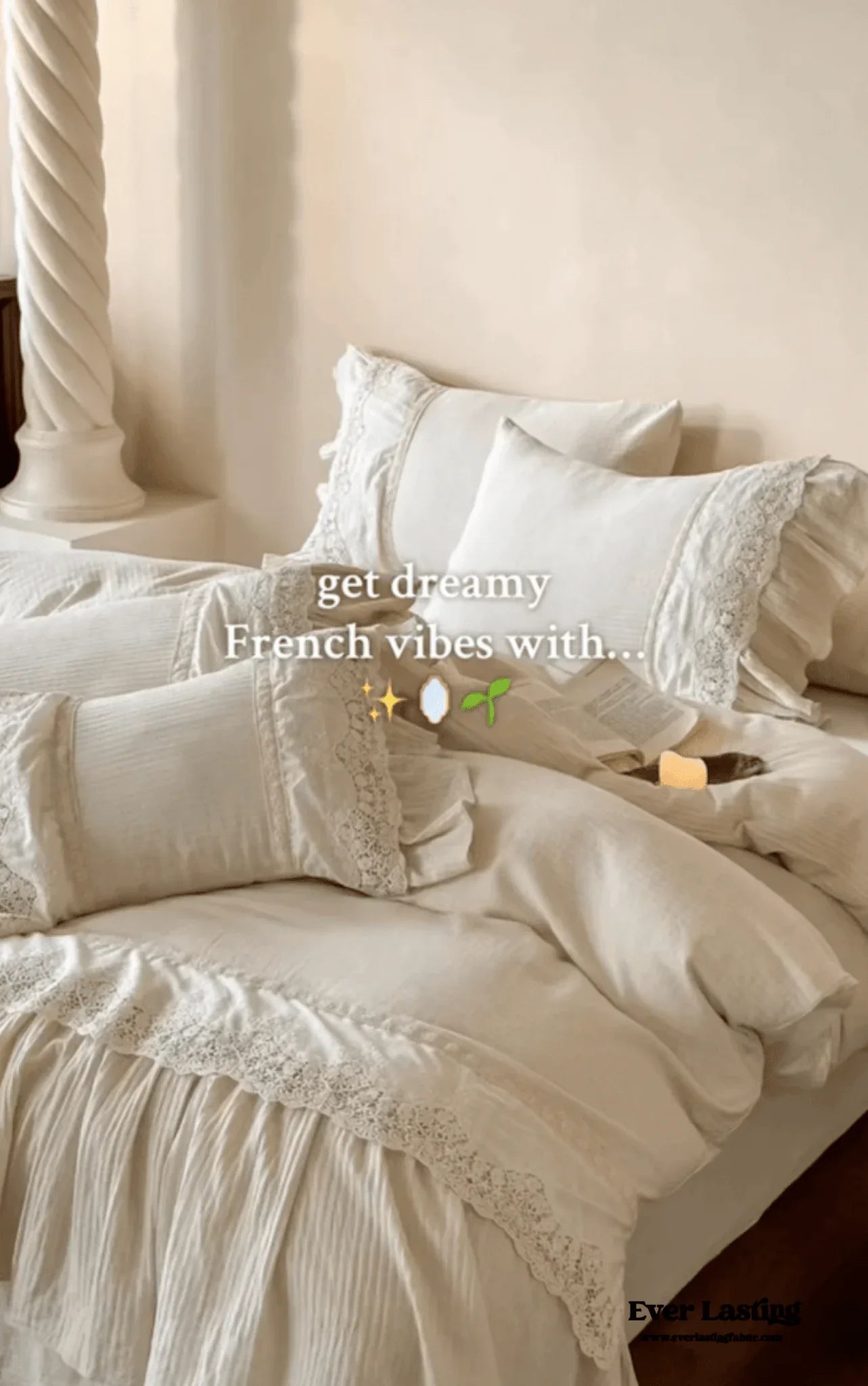 Amelie Lace Embroidered Linen Cotton Bedding Set Ever Lasting