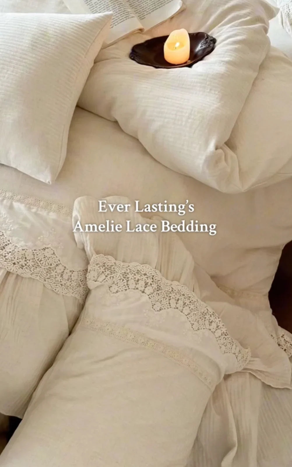 Amelie Lace Embroidered Linen Cotton Bedding Set Ever Lasting