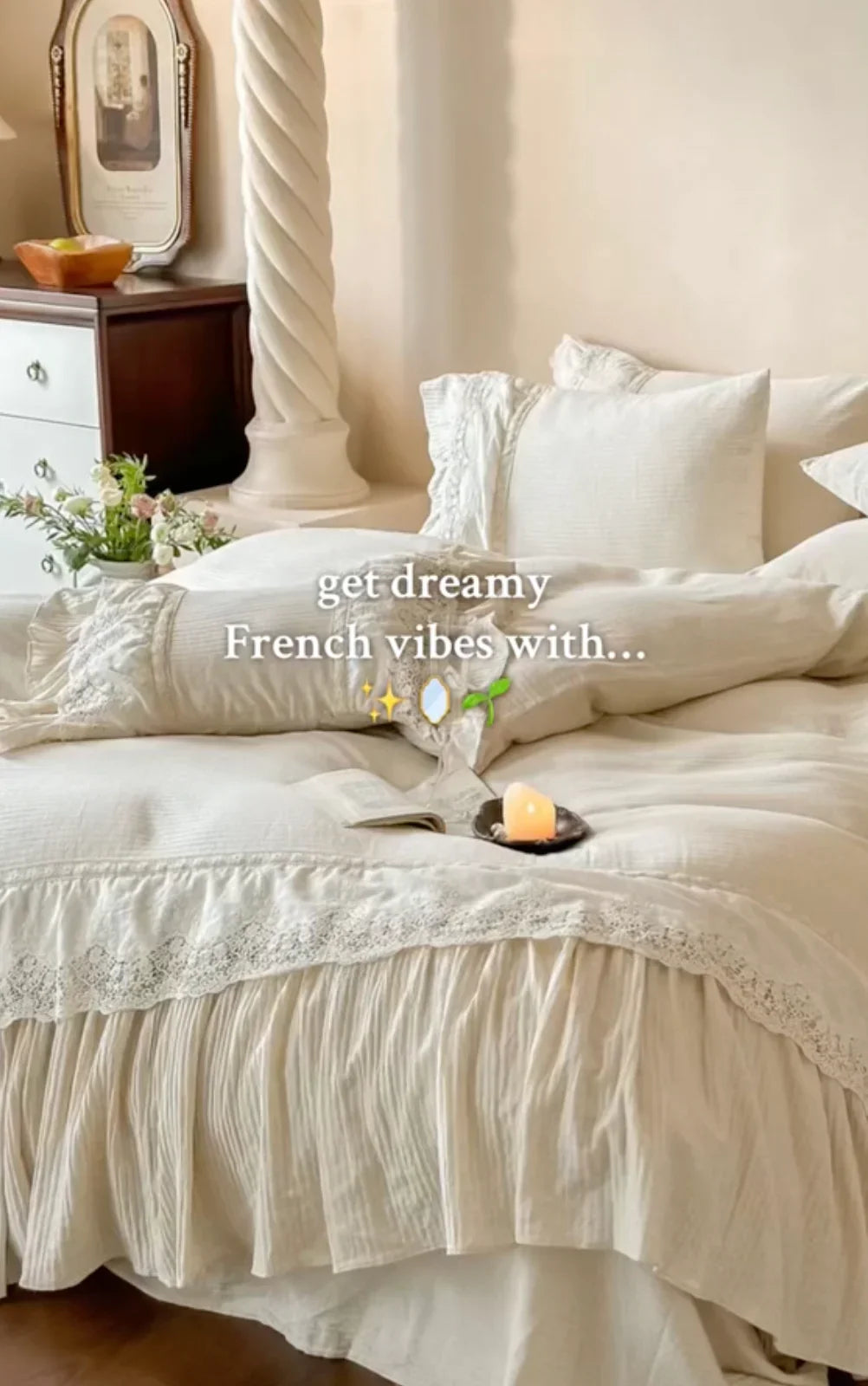 Amelie Lace Embroidered Linen Cotton Bedding Set Ever Lasting