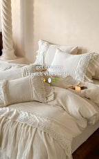 Amelie Lace Embroidered Linen Cotton Bedding Set Ever Lasting