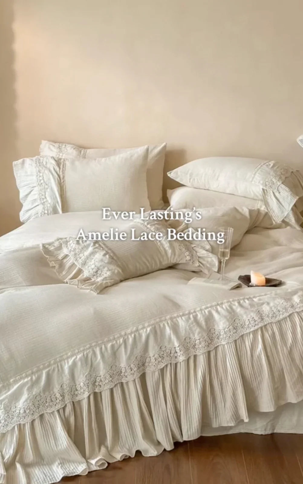 Amelie Lace Embroidered Linen Cotton Bedding Set Ever Lasting
