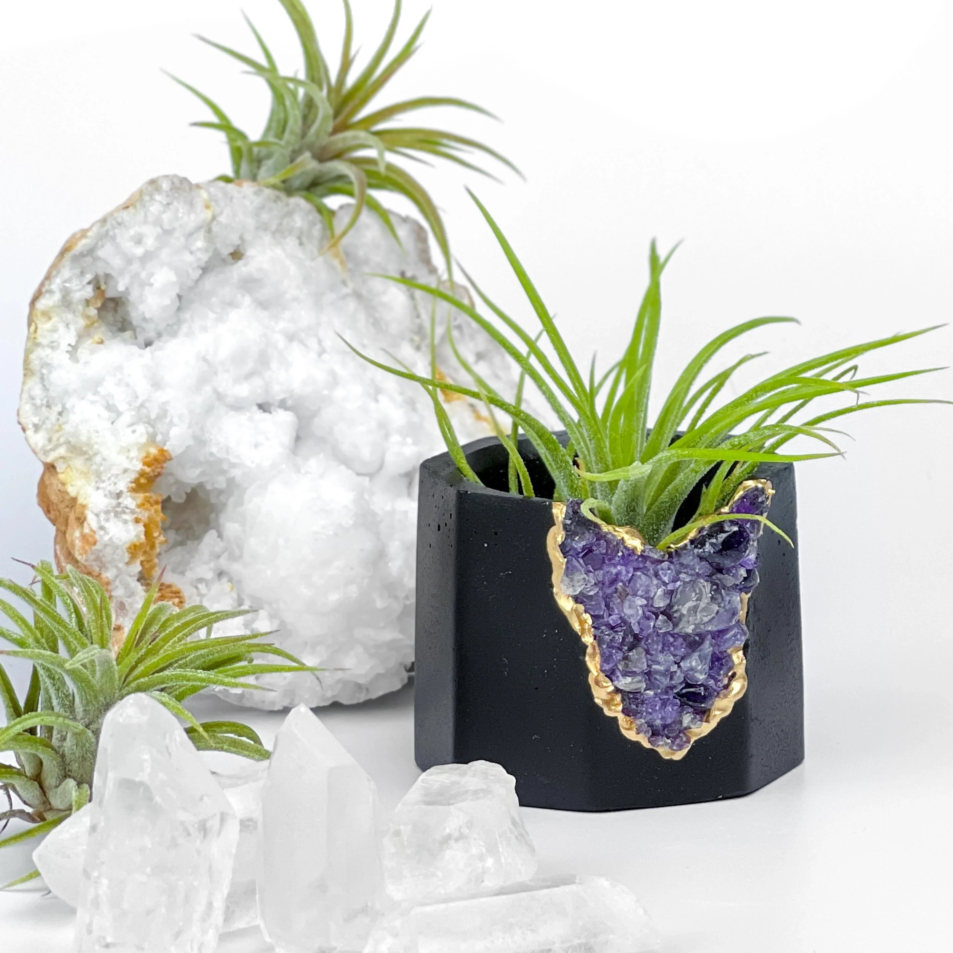 Amethyst Geode Planter, Black, Natural Stone, texture detail - House Of Avana