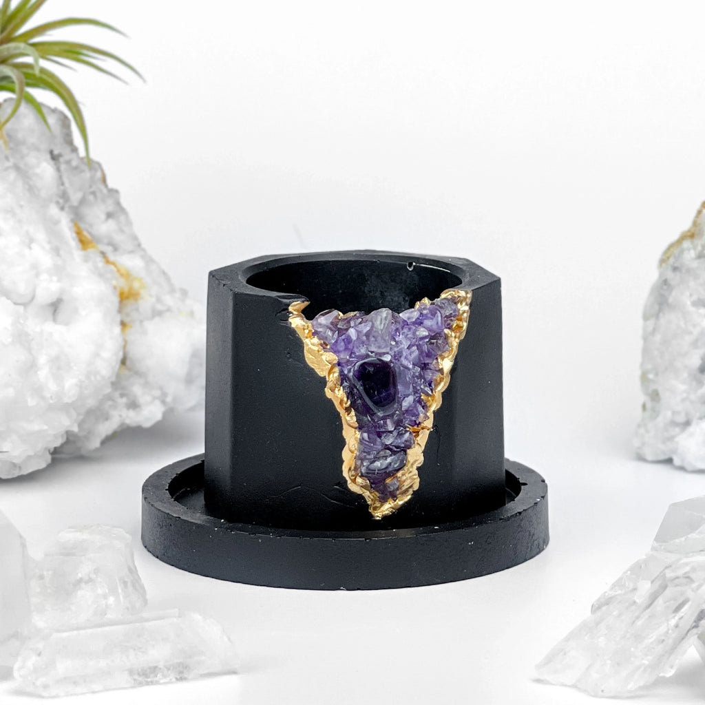 Amethyst Geode Planter, Black, Natural Stone, product packaging - House Of Avana