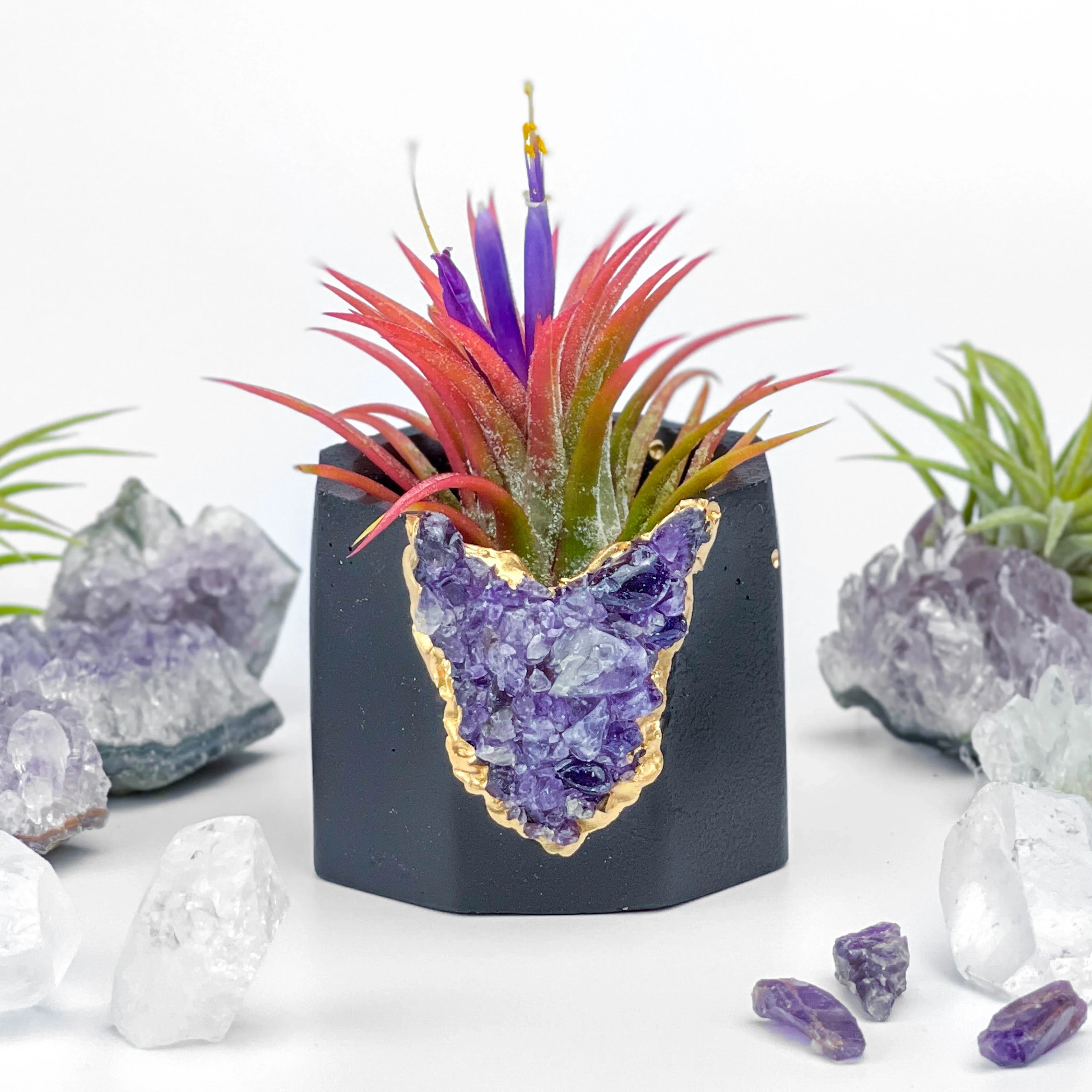 Amethyst Geode Planter, Black, Natural Stone, detail shot - House Of Avana