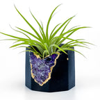 Amethyst Geode Planter, Black, Natural Stone, top view - House Of Avana