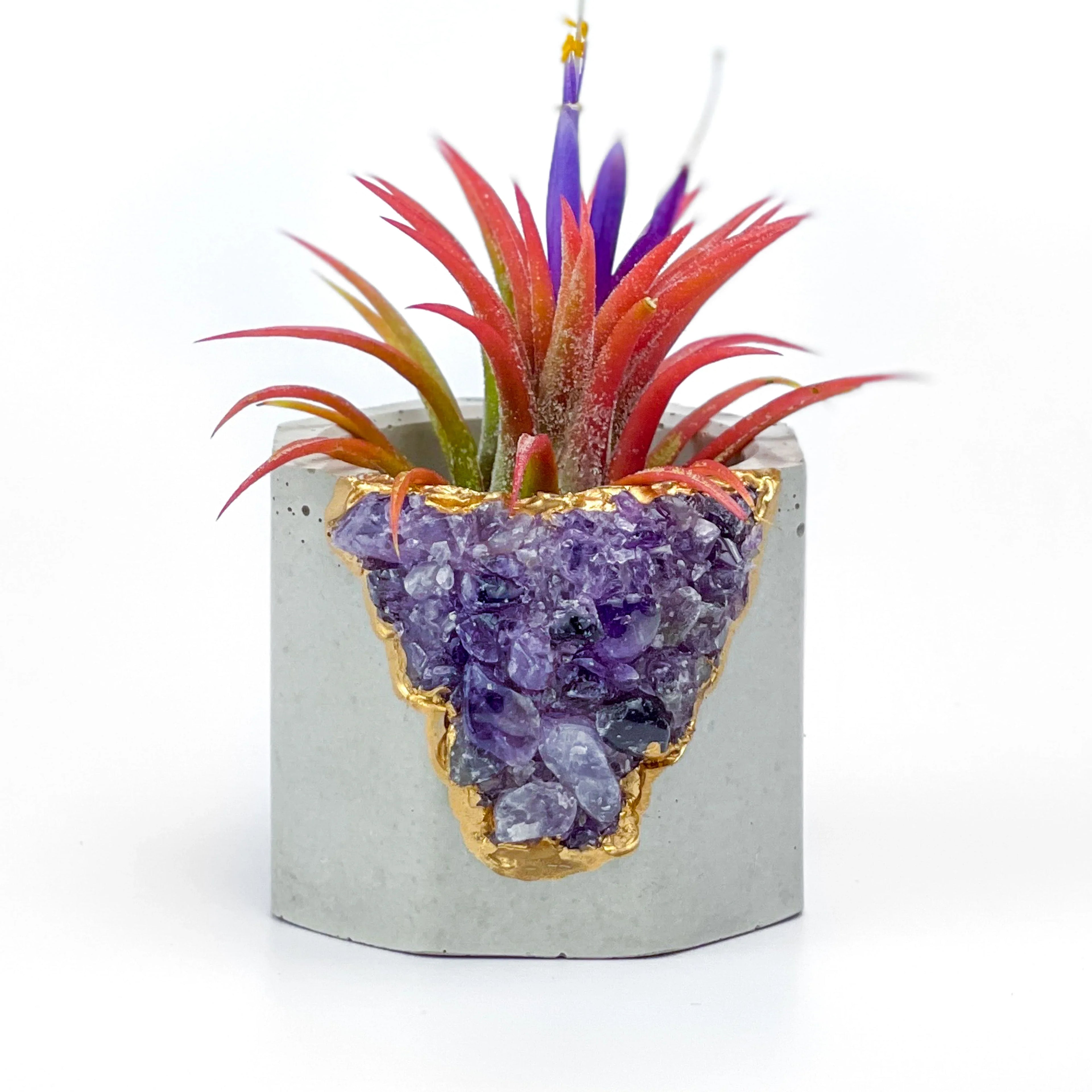 Amethyst Geode Planter Natural Stone Indoor Decorative Container, top view - House Of Avana
