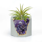 Amethyst Geode Planter Natural Stone Indoor Decorative Container, angled view - House Of Avana
