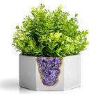 Amethyst Geode Planter Natural Stone Purple Home Decor Accent, angled view - House Of Avana