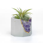 Purple amethyst geode planter, natural stone decorative pot - House of Avana