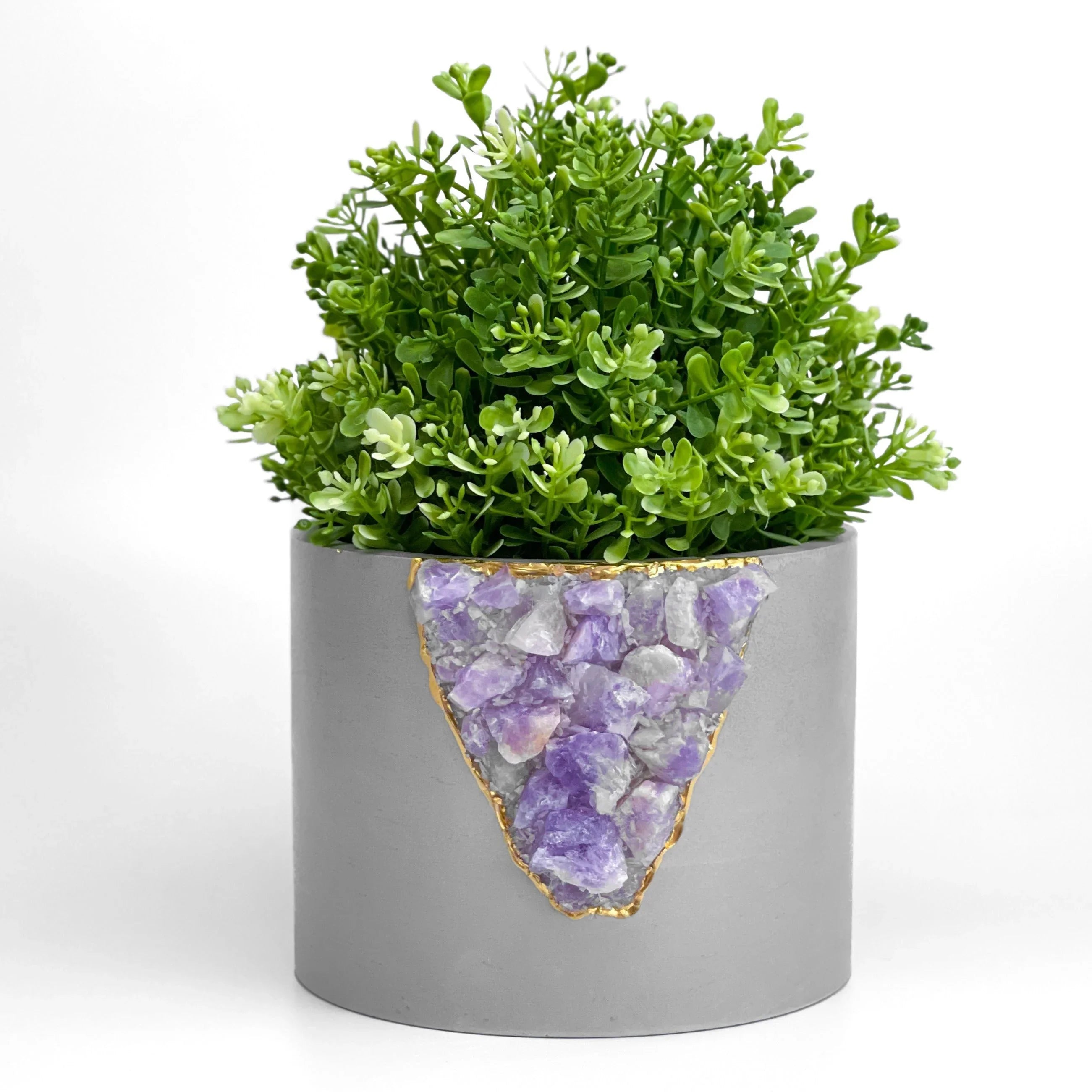 Amethyst Glass Inch Planter for Plants and Flowers, front view - House Of Avana